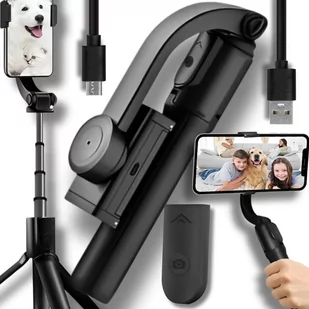 GIMBAL STABILIZATOR DO TELEFONU SELFIE STICK KIJ KIJEK UCHWYT Z PILOTEM - Selfie stick - miniaturka - grafika 1