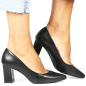 Czółenka - DAMSKIE CZÓŁENKA NA SŁUPKU SERGIO LEONE PB414 CZARNE MATOWE - Sergio Leone - miniaturka - grafika 1