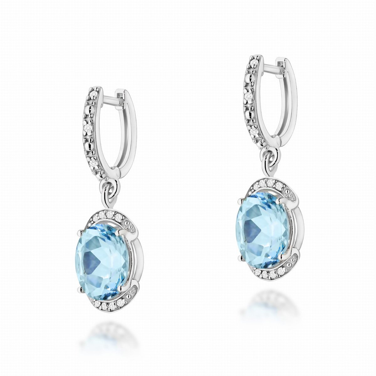 Złote kolczyki Topaz 2 x 3,00ct białe złoto pr. 585