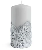 Świece - Świeca MONSTERA NEW walec mały 8x13cm parafinowa szara - miniaturka - grafika 1