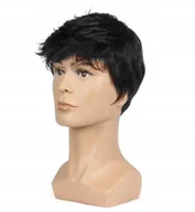 Dodatki do strojów karnawałowych - Peruka Włosy Krótkie Czarne Krucze Grzywka W6 - miniaturka - grafika 1