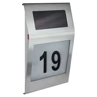 Ideus Solarna LAMPA ścienna NUMERO 03615 elewacyjna OPRAWA z podświetlanym numerem domu KINKIET na baterie IP44 chrom 03615 - Lampy ogrodowe - miniaturka - grafika 1