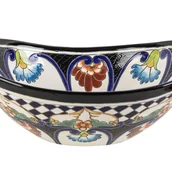 Umywalki - Meksykańska ceramiczna umywalka nablatowa z reliefem Hermosa Prima – owalna umywalka wolnostojąca 46 x 38 x 15 cm Umywalka Talavera - miniaturka - grafika 1