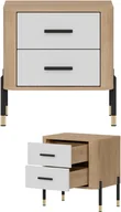 Szafki nocne - Szafka nocna z szufladami Stolik do sypialni Dąb Biały Czarny DANTE DT21 - miniaturka - grafika 1