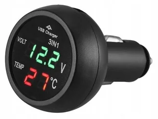 Woltomierz 12V 24V termometr wewnętrzny ładowarka USB gniazda zapalniczki - Ładowarki samochodowe Woltomierz 12V 24V termometr wewnętrzny ładowarka USB gniazda zapalniczki - Ładowarki samochodowe - miniaturka - grafika 1