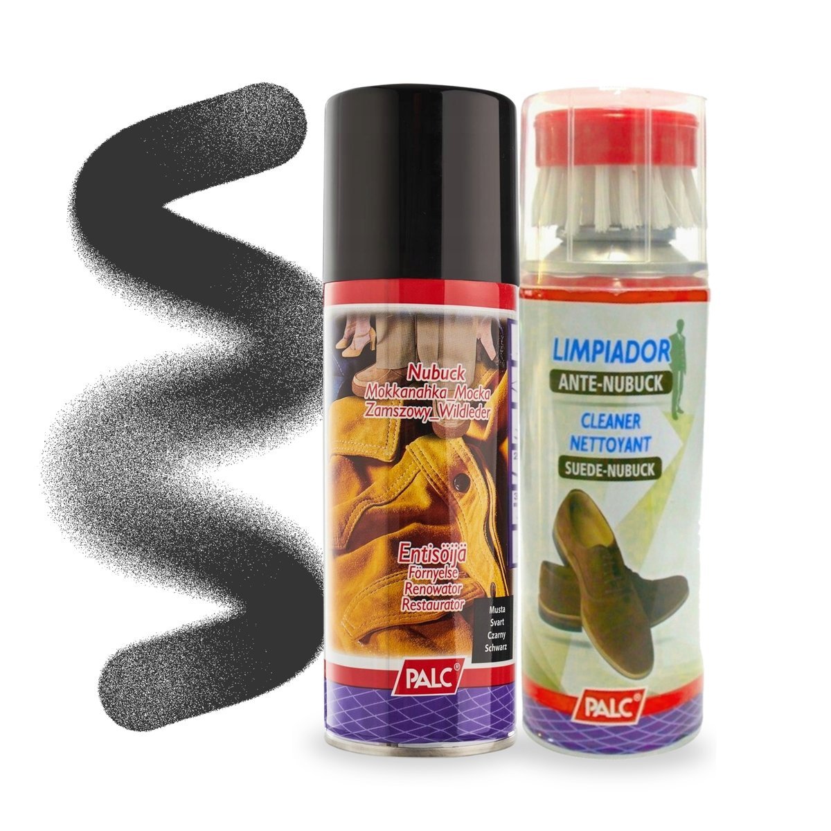 Pianka ze Szczotką i Spray Renowator Czarny do Zamszu Palc Zestaw 2w1
