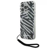 Etui i futerały do telefonów - Karl Lagerfeld IML Zebra Pattern & Cord iPhone 16 Pro Czarny - miniaturka - grafika 1