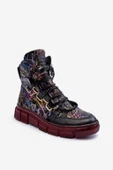 Botki damskie - Skórzane Płaskie Sznurowane Botki Maciejka 06158-01 Czarne-39 - miniaturka - grafika 1