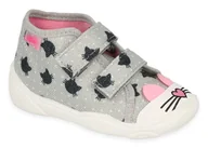 Buty dla dziewczynek - Trampki kapcie dziecięce dziewczęce na rzepy szare Befado 212P078-24 - miniaturka - grafika 1