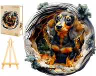 Puzzle - PUZZLE DREWNIANE DUŻE 300 ELEMENTÓW W DREWNIANYM PUDEŁKU PIES JAMNIK 3D - miniaturka - grafika 1