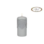 Świece - Świeca pieńkowa 15 x 7 cm koronka IV lakier matowy jasny popiel - miniaturka - grafika 1