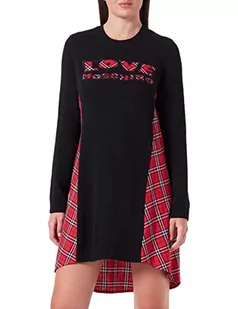 Love Moschino Damska sukienka z długim rękawem, czerwony czarny (Red Black), 38 - Sukienki - miniaturka - grafika 1