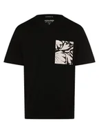 Koszulki męskie - Jack & Jones Koszulka męska - JORMarbella Mężczyźni Bawełna czarny jednolity, M - miniaturka - grafika 1