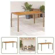 Stoły ogrodowe - The Living Store Stół ogrodowy - beżowy 150x90x75 cm - rattan PE i drewno akacjowe - Stół Ogrodowy - miniaturka - grafika 1
