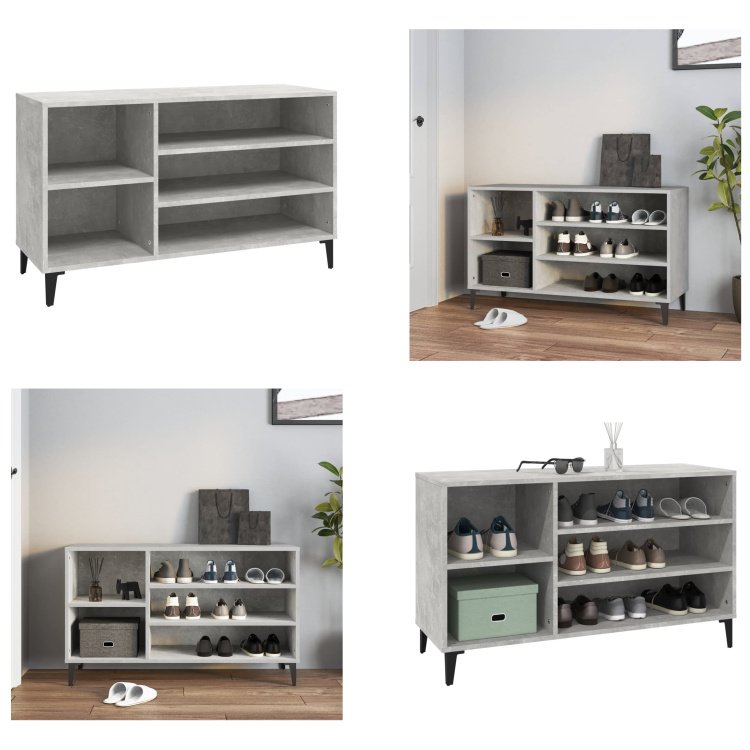 vidaXL Stojak na buty betonowy szary 102x36x60 cm materiał drewnopochodny - Szafka na buty - Szafki na buty - Stojak na buty - Przechowywanie butów