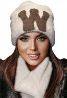 Czapki damskie - Zimowy Damski Komplet Czapka i Komin Szalik Woolk - miniaturka - grafika 1