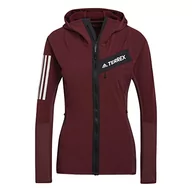 Bluzy damskie - adidas Damska bluza z kapturem W Tr Flooce Hdj, czerwony (Rojsom), XS - miniaturka - grafika 1