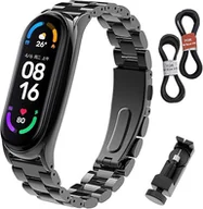Akcesoria do smartwatchy - ETUI DO ZEGARKA XIAOMI MI BAND 3/4/5/6 CZARNE Z BRANSOLETĄ STAL NIERDZEWNA - miniaturka - grafika 1