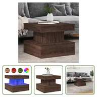 Ławy i stoliki kawowe - The Living Store Stolik kawowy z oświetleniem LED Brązowy dąb 50x50x40 cm - miniaturka - grafika 1
