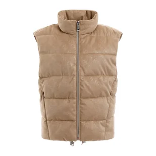 Damska Kamizelka pikowana GUESS JOLE SUEDE PUFFER VEST W3YN38WFIY0-A10L – Beżowy - Kamizelki damskie - miniaturka - grafika 1