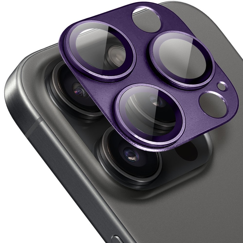 Metalowa osłona na cały aparat do iPhone 15 Pro Max, purpurowa