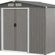 Altany ogrodowe - Domek na narzędzia z fundamentem, 260 x 207 x 180 cm, szopa na narzędzia z ocynkowanej stali, zamykana, metalowa szopa zewnętrzna (kolor szary) - miniaturka - grafika 1