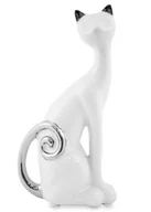 Figurki dekoracyjne - Figurka Kot kolor biały ceramika wys.15,5cm - miniaturka - grafika 1