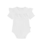 Body dla niemowląt - Body Białe Z Falbanką, Krótki Rękaw - 80 - miniaturka - grafika 1