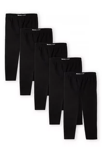 Spodnie i spodenki dla dziewczynek - Dziewczęce legginsy dzianinowe czarne 5-pak - Minoti - grafika 1
