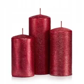 Świece - ZESTAW ŚWIEC OZDOBNYCH CZERWONE 3szt.- KOKON WALEC - miniaturka - grafika 1