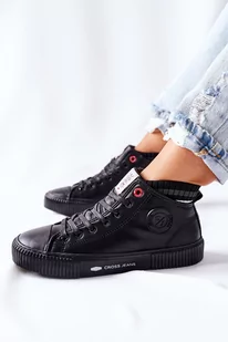 Trampki Damskie Cross Jeans Wysokie Czarne II2R4021 - Zazoo - Trampki damskie - miniaturka - grafika 1