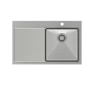 Zlewozmywaki - QUADRON RUSSEL 111 stal szczotkowana INOX komora PRAWA | HB7912-RBS - miniaturka - grafika 1