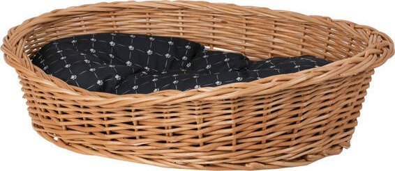 WickerPL Owalne wiklinowe legowisko dla zwierząt z obniżonym brzegiem 60x43 H19 CM