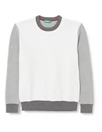 Swetry męskie - United Colors of Benetton sweter męski, Wielokolorowy biały i szary 911, L - miniaturka - grafika 1