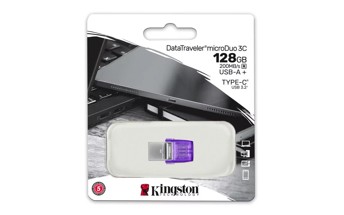 Pendrive, KINGSTON, DataTraveler microDuo 3C, 128GB dual USB-A + USB-C, 3.2 Gen 1,(DTDUO3CG3/128GB)