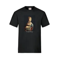 Koszulki męskie - Koszulka bawełniana z nadrukiem Dama z gronostajem | Art of Beekeeping (czarna) - wzór KA48 XXL - miniaturka - grafika 1