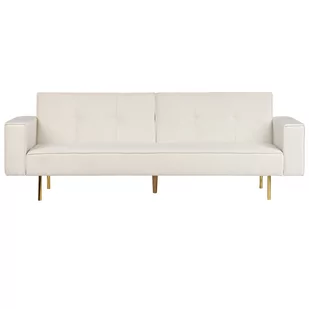Sofa rozkładana welurowa złamana biel VISNES - Sofy i kanapy - miniaturka - grafika 1