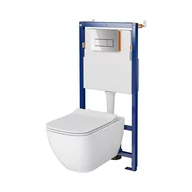 Stelaże i zestawy podtynkowe do WC - Cersanit Tech Line Opti Set B638 Zestaw Toaleta WC bez kołnierza + deska wolnoopadająca + stelaż podtynkowy WC + przycisk spłukujący WC S701-674 - miniaturka - grafika 1