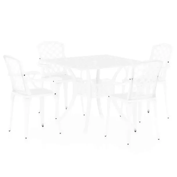 Zestaw Bistro z Odlewanego Aluminium, Biały, Stół 90x90x73 cm, Krzesła