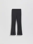 Spodnie i spodenki dla dziewczynek - Reserved - Spodnie flare z rozcięciami - ciemnoszary - miniaturka - grafika 1