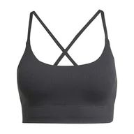 Biustonosze - adidas Damski biustonosz podtrzymujący All Me Rib Light Support Bra M czarny - miniaturka - grafika 1
