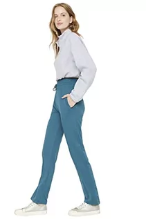 Spodnie damskie - Trendyol Damskie spodnie dresowe dla młodych prostych, petrol, S, benzyna, S - grafika 1