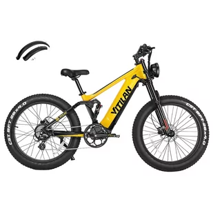 Elektryczny rower górski Vitilan T7, grube opony CST 26*4,0 cali, silnik Bafang 750W, bateria 48V 20Ah - żółty - Rowery elektryczne - miniaturka - grafika 2