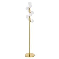 Lampy stojące - Lumina Deco PETRICA W9 lampa podłogowa mosiężna rurka z białymi szklanymi kulami 9xG9 - miniaturka - grafika 1