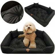 Legowiska dla psów - Legowisko Dla Psa Kanapa Posłanie 100X75 Cm Wodoodporne Poduszki Pikowane Czarne - miniaturka - grafika 1