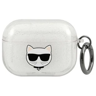 Apple Karl Lagerfeld Etui Karl Lagerfeld KLAPUCHGS AirPods Pro cover srebrny/silver Glitter Choupette KLD588SLV - Akcesoria do słuchawek - miniaturka - grafika 1