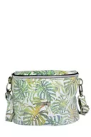 Torebki damskie - Zielona skórzana listonoszka biodrówka kwiaty - miniaturka - grafika 1