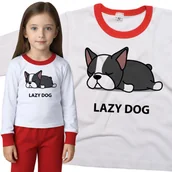Piżamy dla dziewczynek - Piżama dziecięca Leniwy Pies Buldog Buldożek 86/92 - VoloDonum - miniaturka - grafika 1