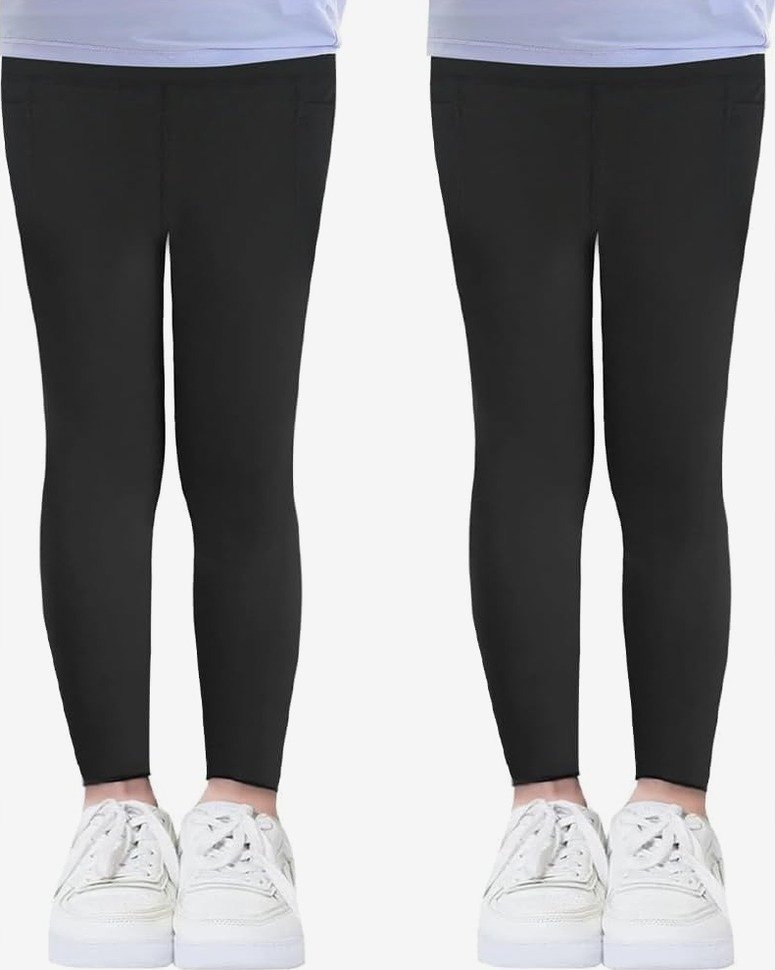 LEGGINSY DZIECIĘCE CZARNE SPORTOWE DŁUGIE DO BIEGANIA GIMNASTYKA WYGODNE