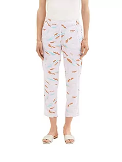 Spodnie damskie - TOM TAILOR Damskie spodnie materiałowe o luźnym kroju, 31762 - Lilac Abstract Leaf Design, 34W / 28L - grafika 1